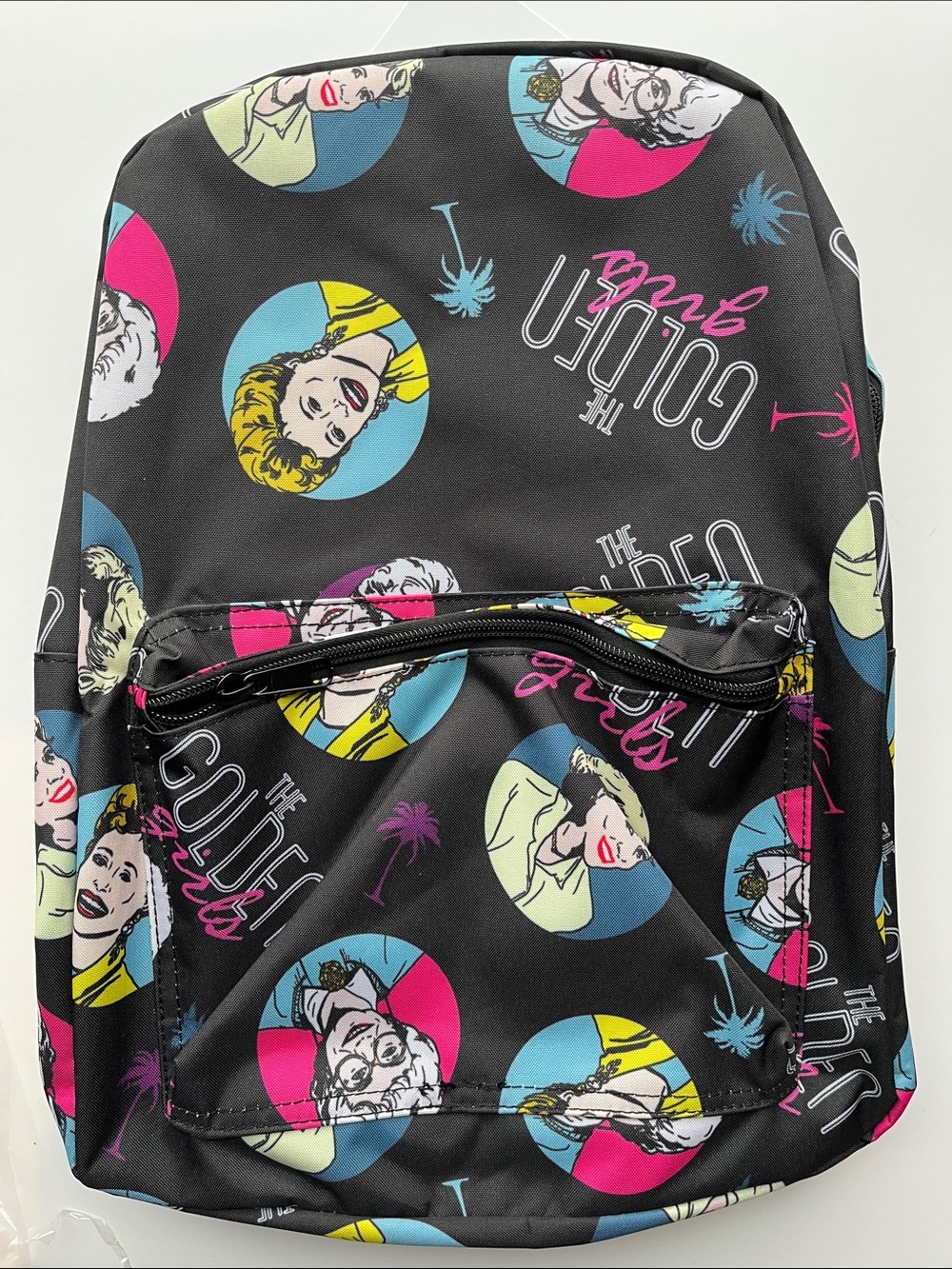 Golden GirlsBlack Pop-Art Retro Print Full-Size Backpack